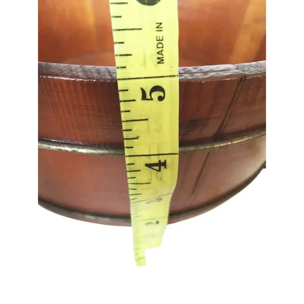 Beautiful Vintage Wooden Rice Bucket w/ Wire Bands11